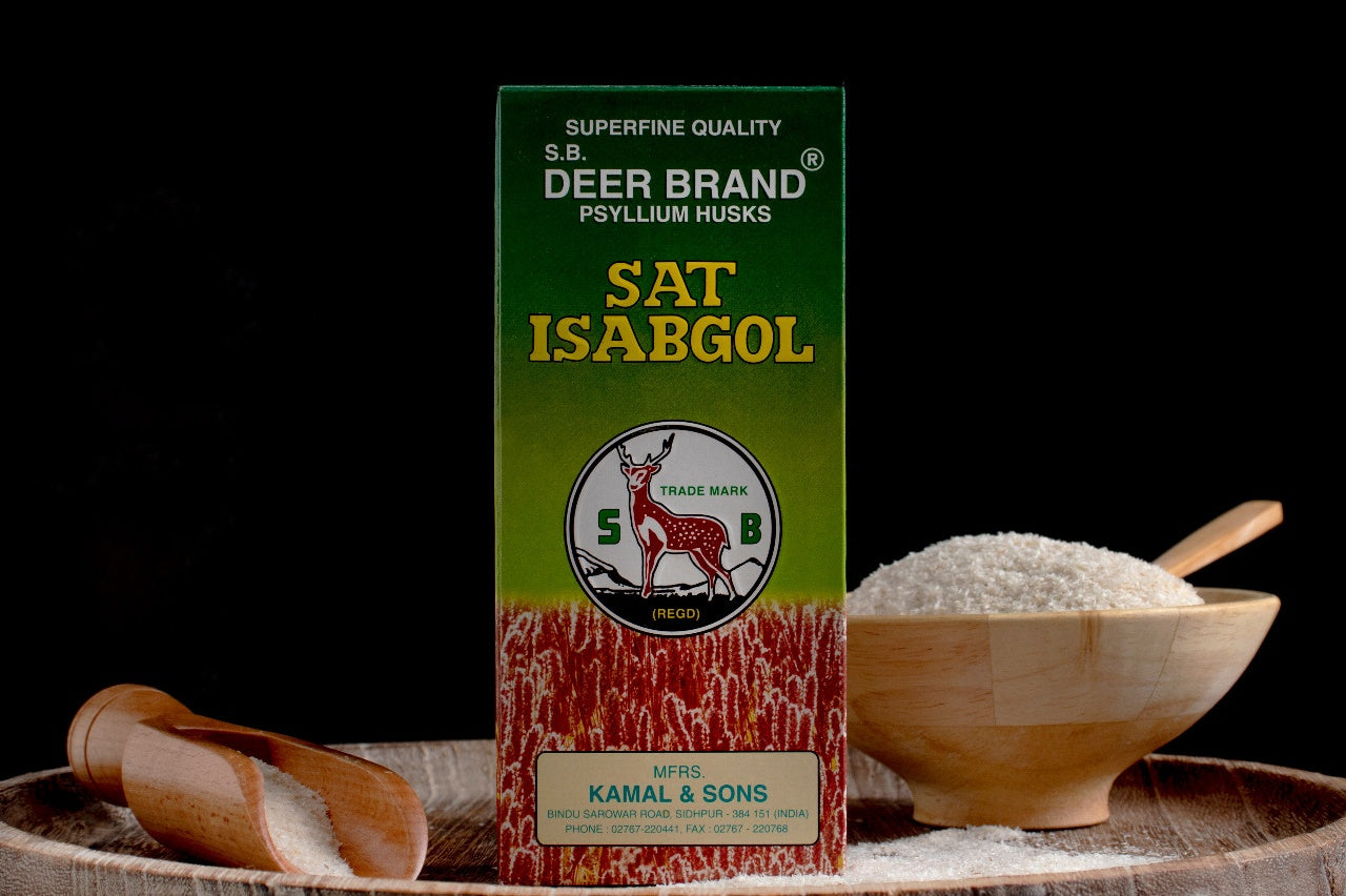 Deer Brand Sat Isabgol Psyllium Husk Since 1943 Ispaghula , Plantago Ovata , Flohsamenschalen , Cosse de Psyllium , Écales de Psyllium , Enveloppes de Psyllium , सत ईसबगोल , سات- إسابجول , Isapgol
